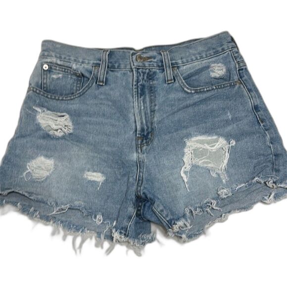 Madewell The Perfect Jean Short Womens 26 Raw Hem Distressed High Rise Med Wash - Picture 1 of 12